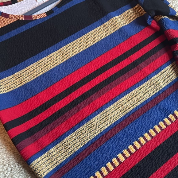 LuLaRoe Elegant Debbie pencil sheath dress gold red black stripe size XL X Large - Picture 6 of 6